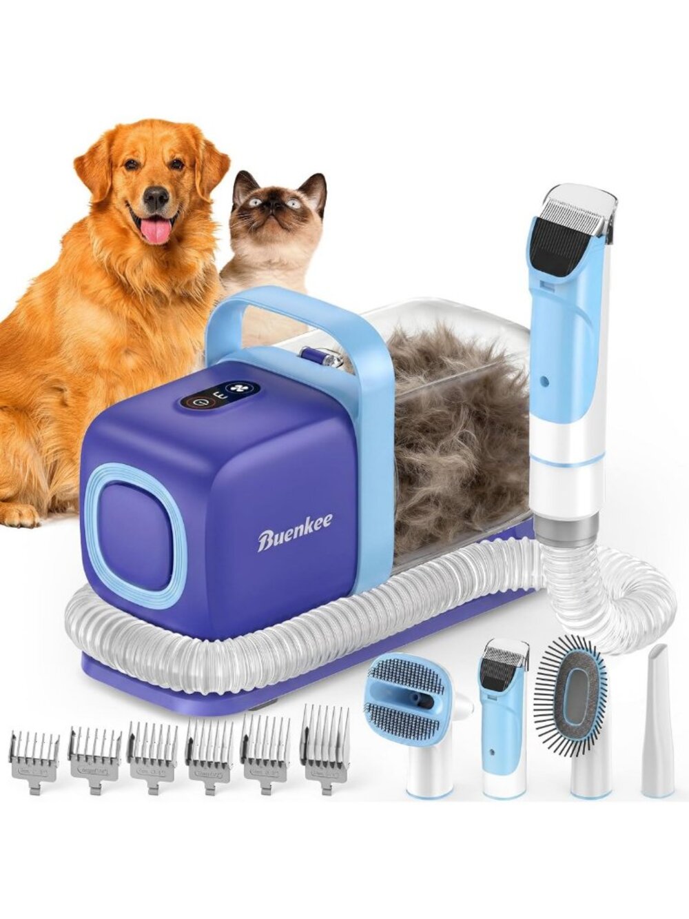 Dog Grooming Vacuum Kit with 15000Pa Suction, Shedding Brush & 2L Capacity